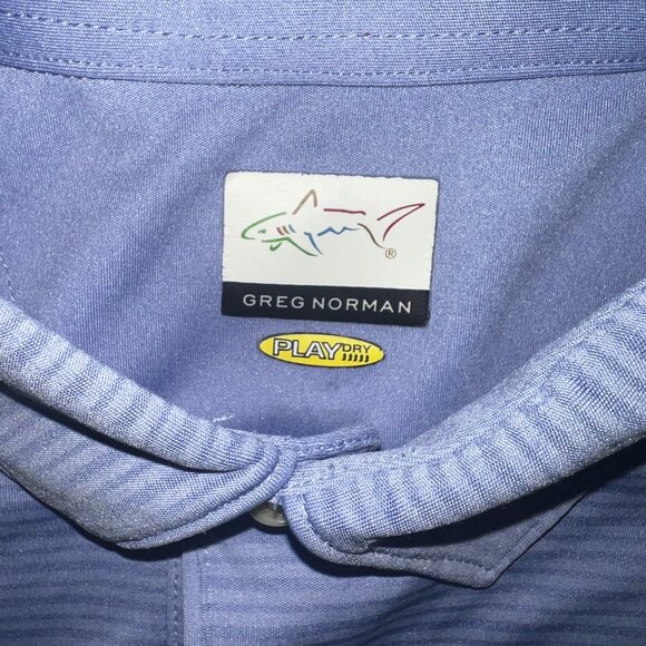Greg‎ Norman Golf Polo Shirt 2XL Purple Check Play Dry Short Sleeve Mens - Picture 3 of 4